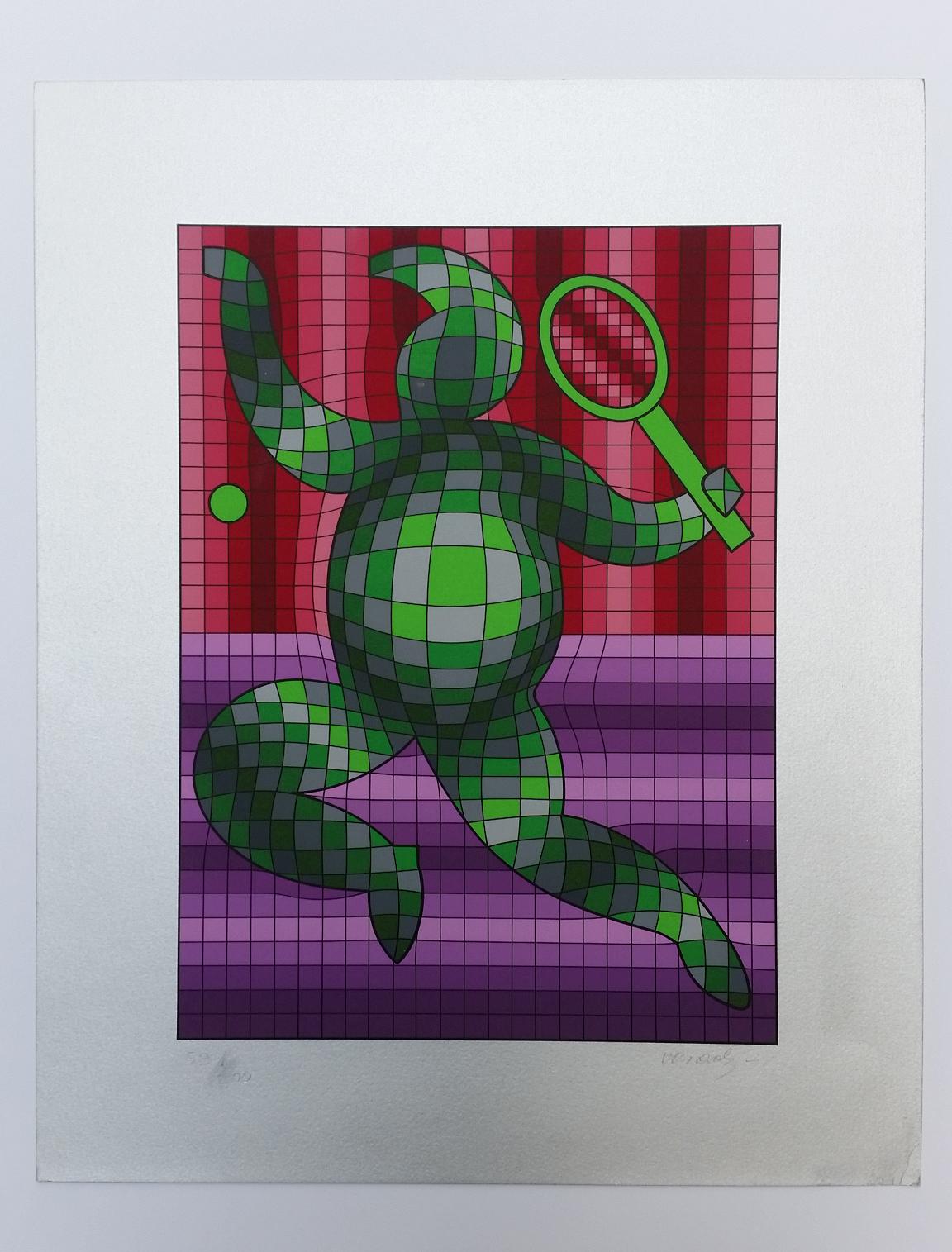 Vasarely - « Joueur de tennis » - 1977 - Print de Victor Vasarely