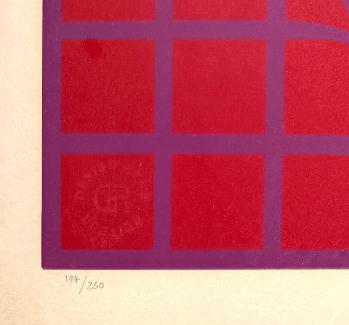 VB-VB-Rouge (framed hand signed serigraph) - Op Art Print by Victor Vasarely