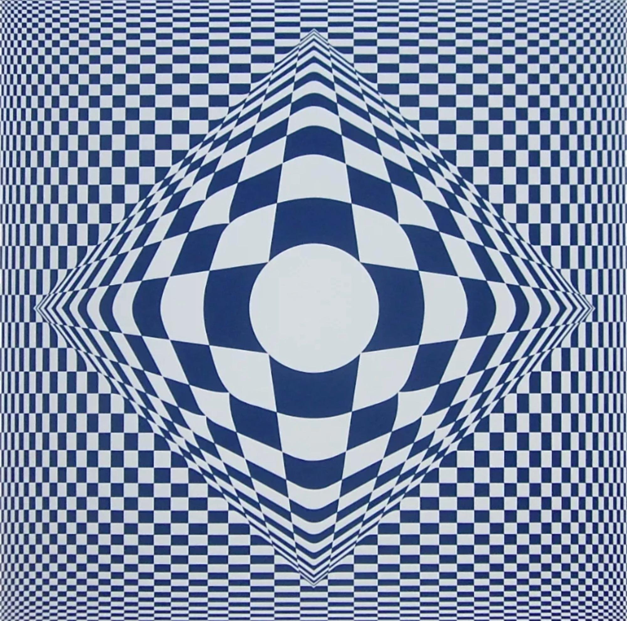 Artist: Victor Vasarely (1908-1997)
Title: Vertigo
Year: 1982
Medium: Silkscreen on Arches paper
Edition: 88/325, plus proofs
Size: 26.75 x 22.75 inches
Condition: Good
Inscription: Signed and numbered by the artist.
Notes:  Published by Atelier