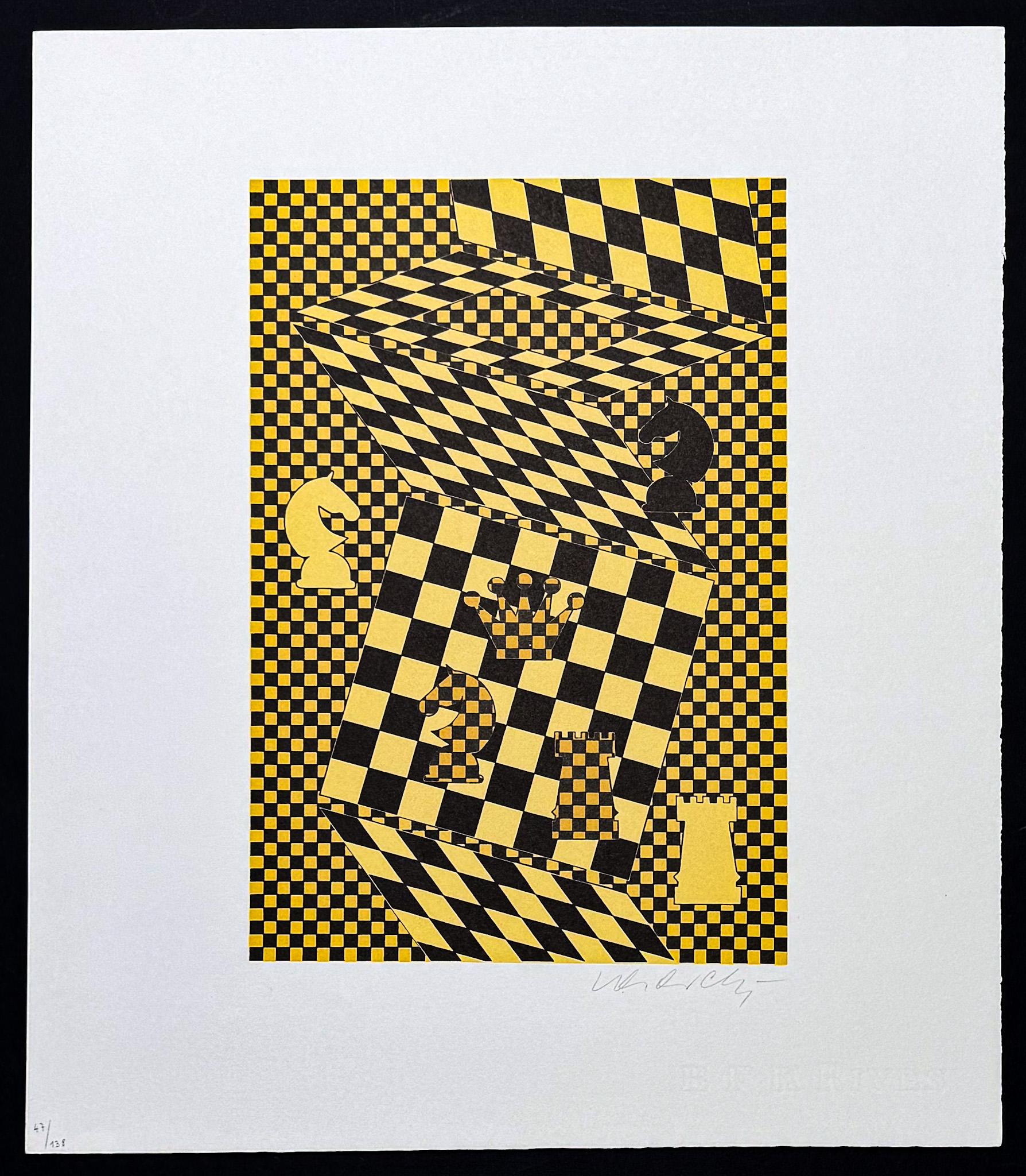 Victor Vasarely (1906–1997) - ECHIQUIER - Lithograph on BFK Rives paper - 1935 For Sale 1