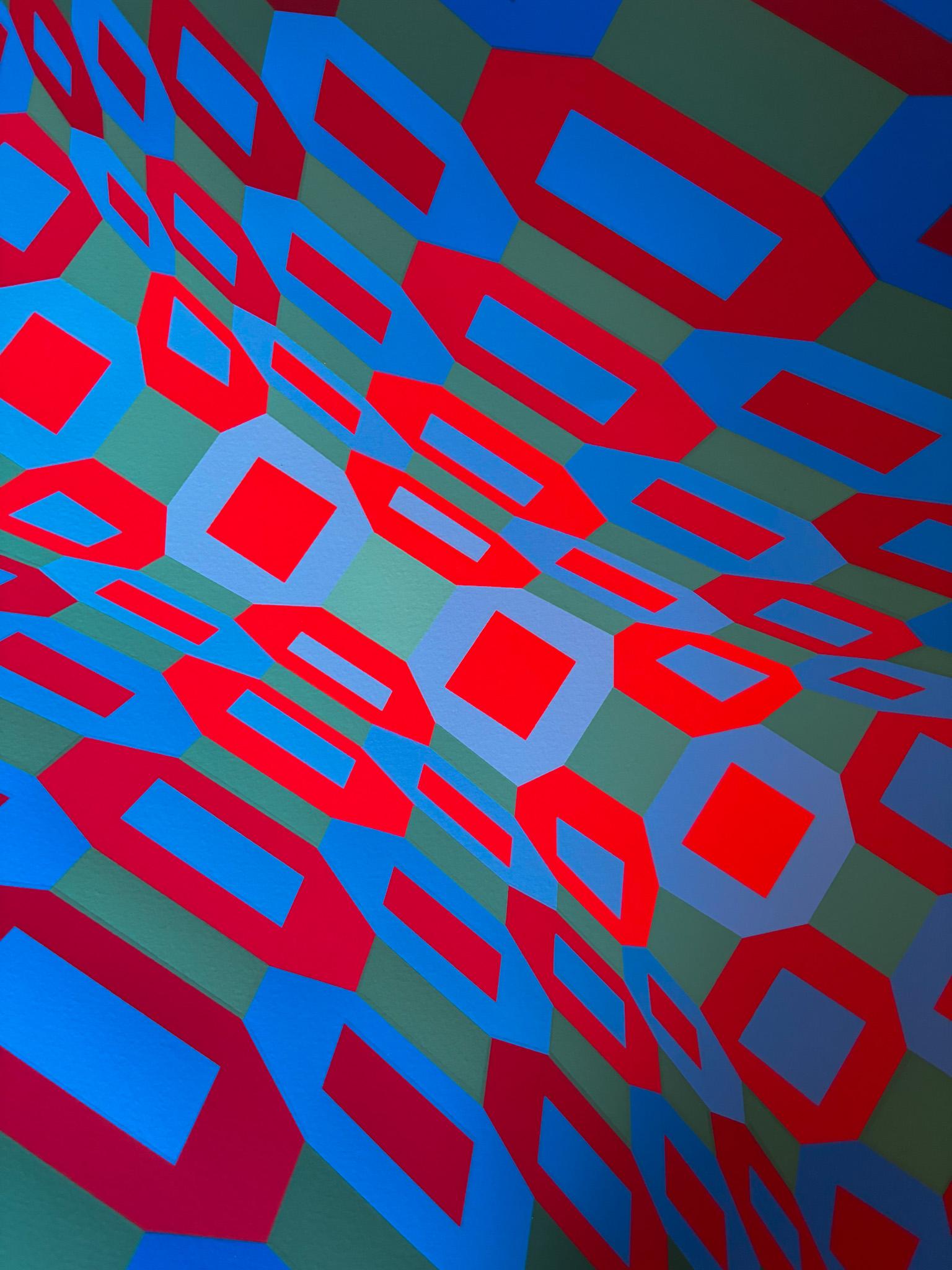 Victor Vasarely (1906-1997) - Optische Komposition - Farblithographie auf Papier im Angebot 2