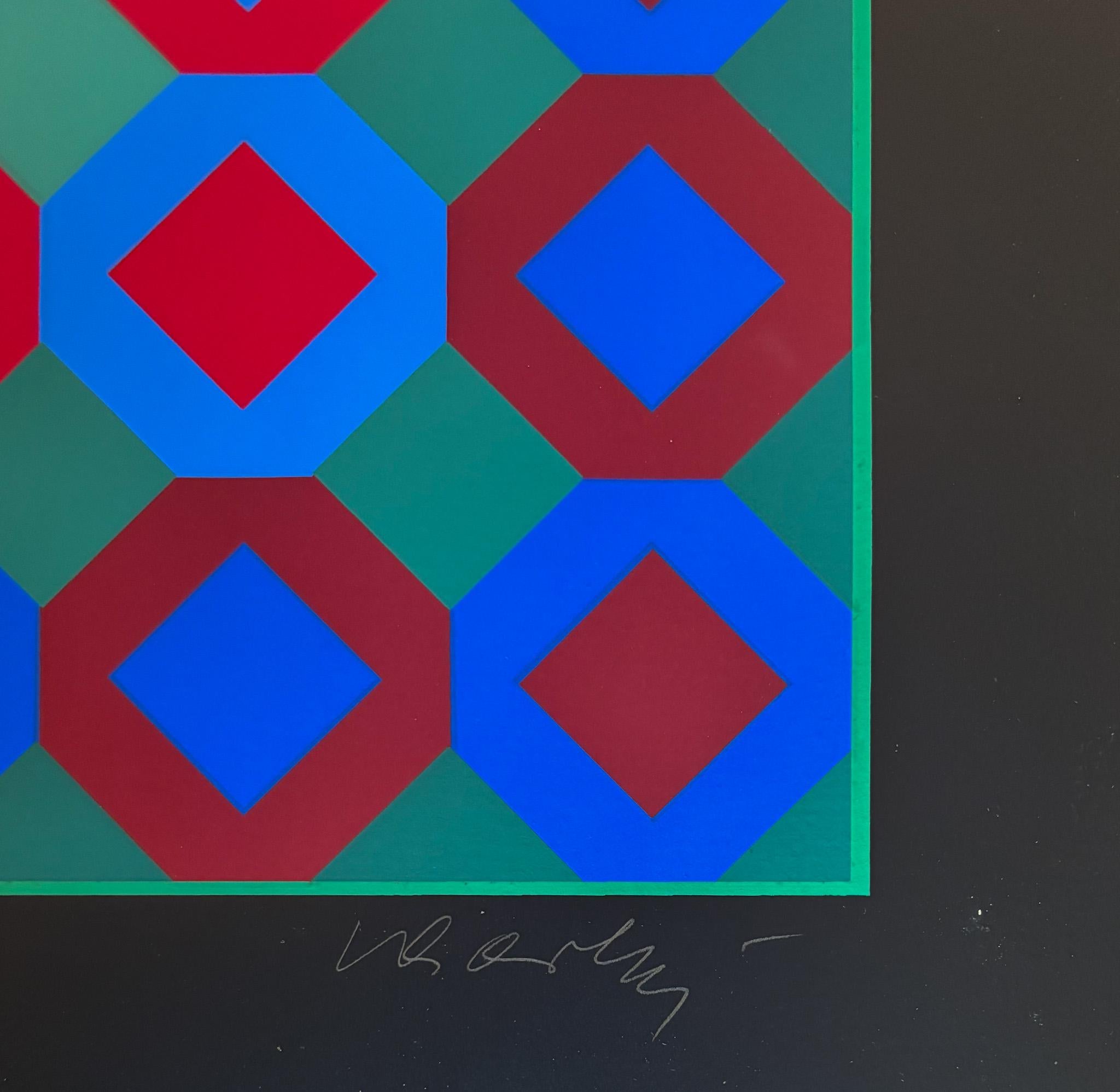 Victor Vasarely (1906-1997) - Optische Komposition - Farblithographie auf Papier im Angebot 4