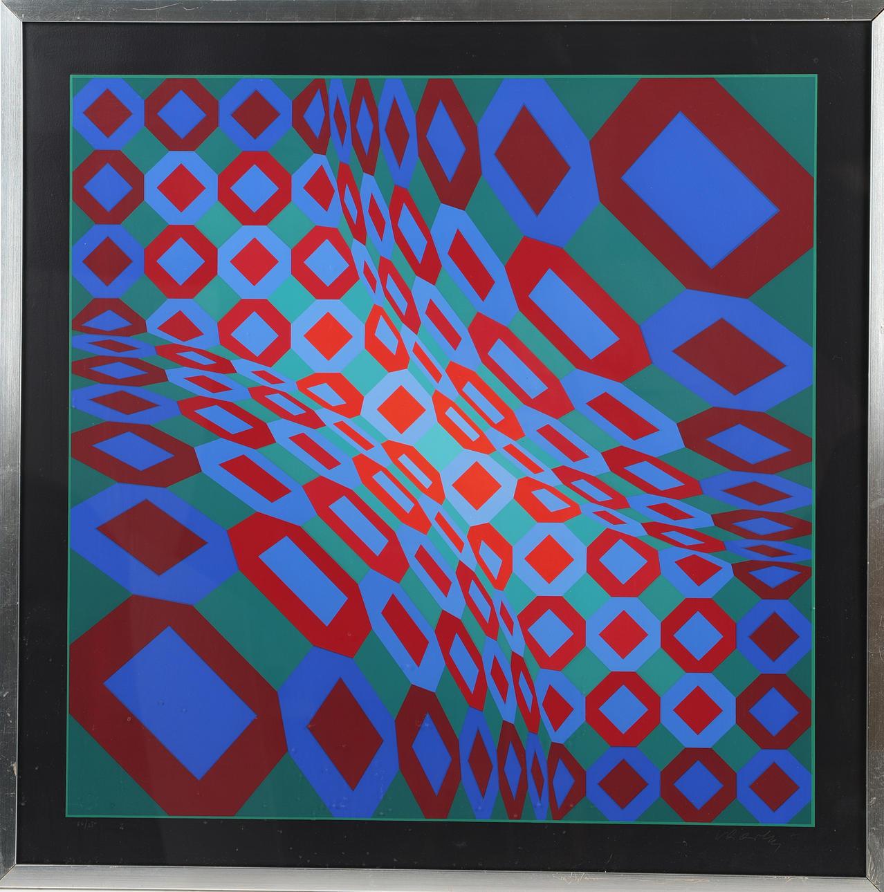 Victor Vasarely (1906–1997) - Optical composition - Color lithograph on paper
