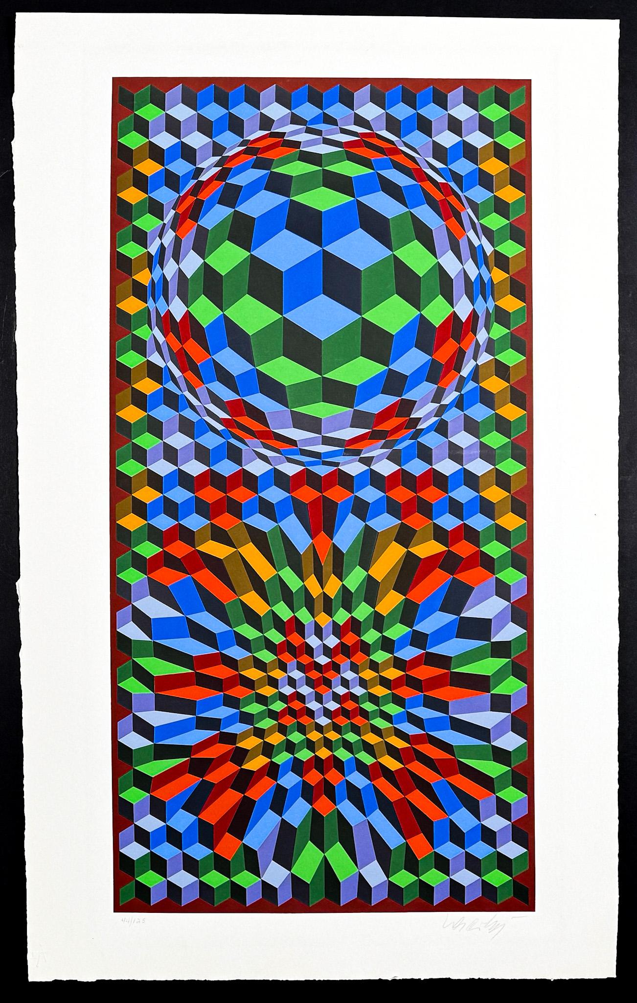Victor Vasarely (1906–1997) - Colour serigraphy on cotton wove paper - 1970 For Sale 1
