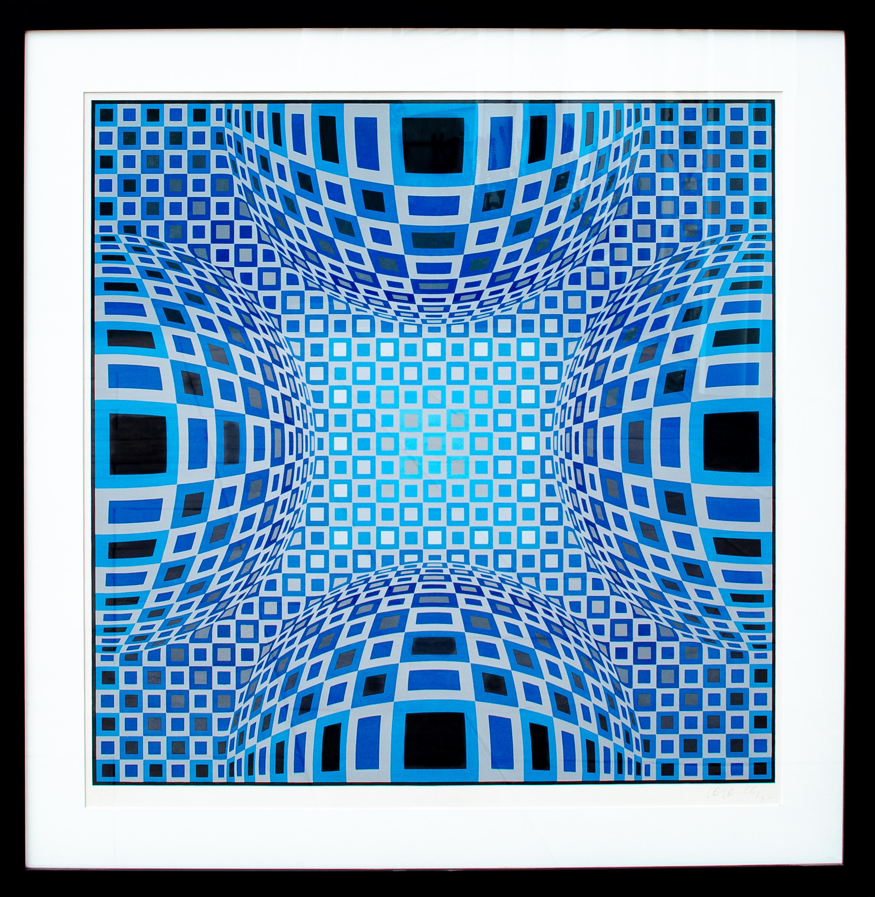 Victor Vasarely Sérigraphie des années 1980 sur les illusions d'optique