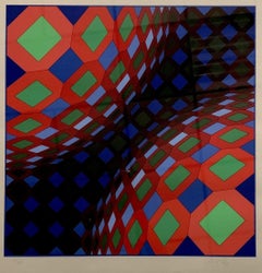 Victor Vasarely, Bi-Okta B, Composition Red, White, Green