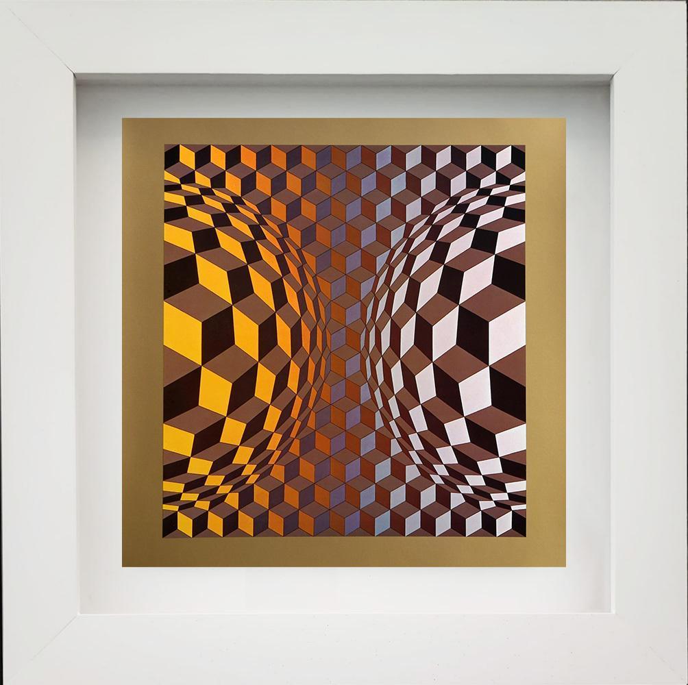 Victor Vasarely Interior Print – VICTOR VASARELY - „CHEYT-MC-4, 1971“ MONOGRAPH ON PAPER, FRAMED