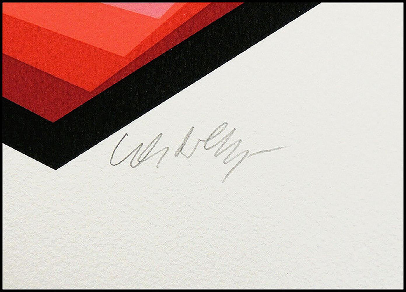 Victor Vasarely Color Screenprint Red Vega Spiral Original Signed Modern Op Art For Sale 2
