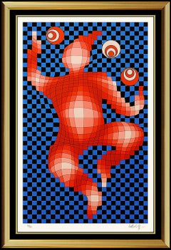 Victor Vasarely Color Screenprint Signed Contemporary Op Art Illusion Juggler