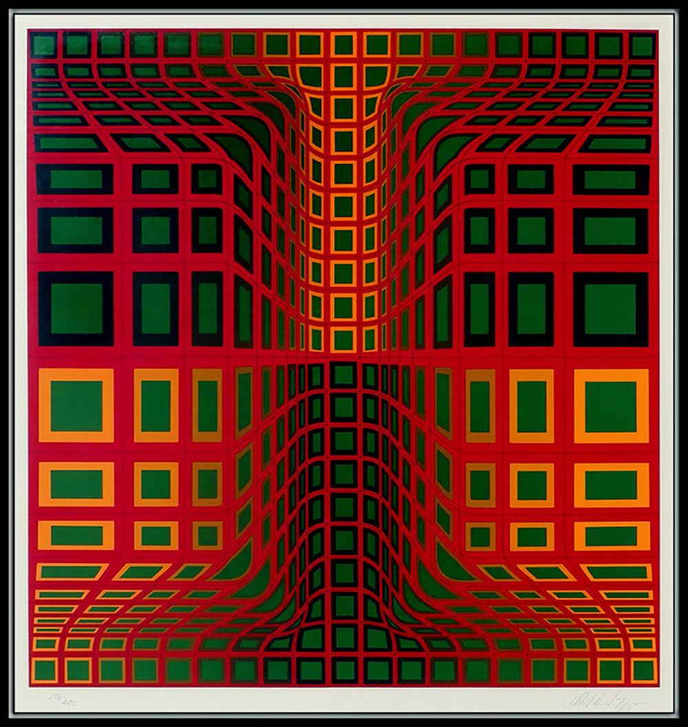 Victor Vasarely Color Silkscreen Hand Signed Modern Illusion Abstract Op Artwork For Sale 1