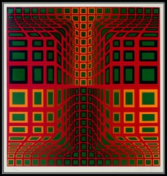 Victor Vasarely Color Silkscreen Hand Signed Modern Illusion Abstract Op Artwork