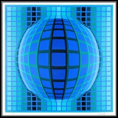 Victor Vasarely Detvoe Color Silkscreen Large Modern Op Art Hand Signed Illusion (Sérigraphie couleur)