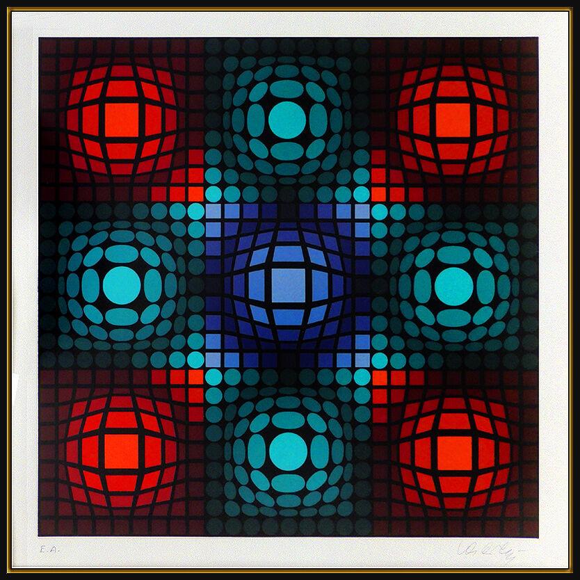 Victory Vasarely Authentic and Original Color Silkscreen, Professionally Custom Framed and listed with the Submit Best Offer option
Accepting Offers Now:  Up for sale here we have an Extremely Rare, Silkscreen by Victor Vasarely, titled 