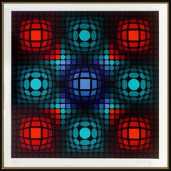 Victor Vasarely Dyevat Color Silkscreen Hand Signed Modern Optical Illusion Art