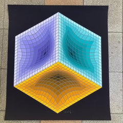 Victor vasarely  "Geometric structure black"