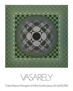 Victor Vasarely-Green Dome-34.5" x 27.5"-Poster-1985-Modernism-Green, Gray