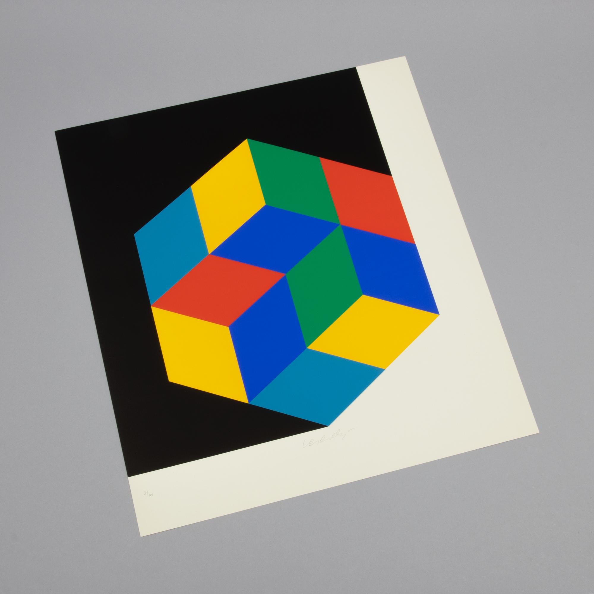 Victor Vasarely (Pécs 1906 – 1997 Paris)
Crystal, ca. 1965
Medium: Screenprint on paper
Dimensions: 54.7 x 49.5 cm
Edition of 100: Hand-signed and numbered in pencil
Condition: Very good (minor traces of age)