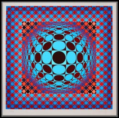 Victor Vasarely Large Color Silkscreen Hang Sphere Optical Illusion Signed Arrt
