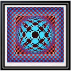 Victor Vasarely Large Color Silkscreen Hang Sphere Optical Illusion Signed Arrt