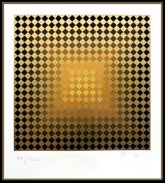 Victor Vasarely grande sérigraphie originale couleur moderne Illusion Op Artwork Vega