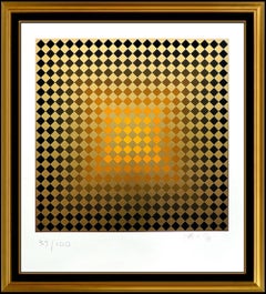Victor Vasarely grande sérigraphie originale couleur moderne Illusion Op Artwork Vega