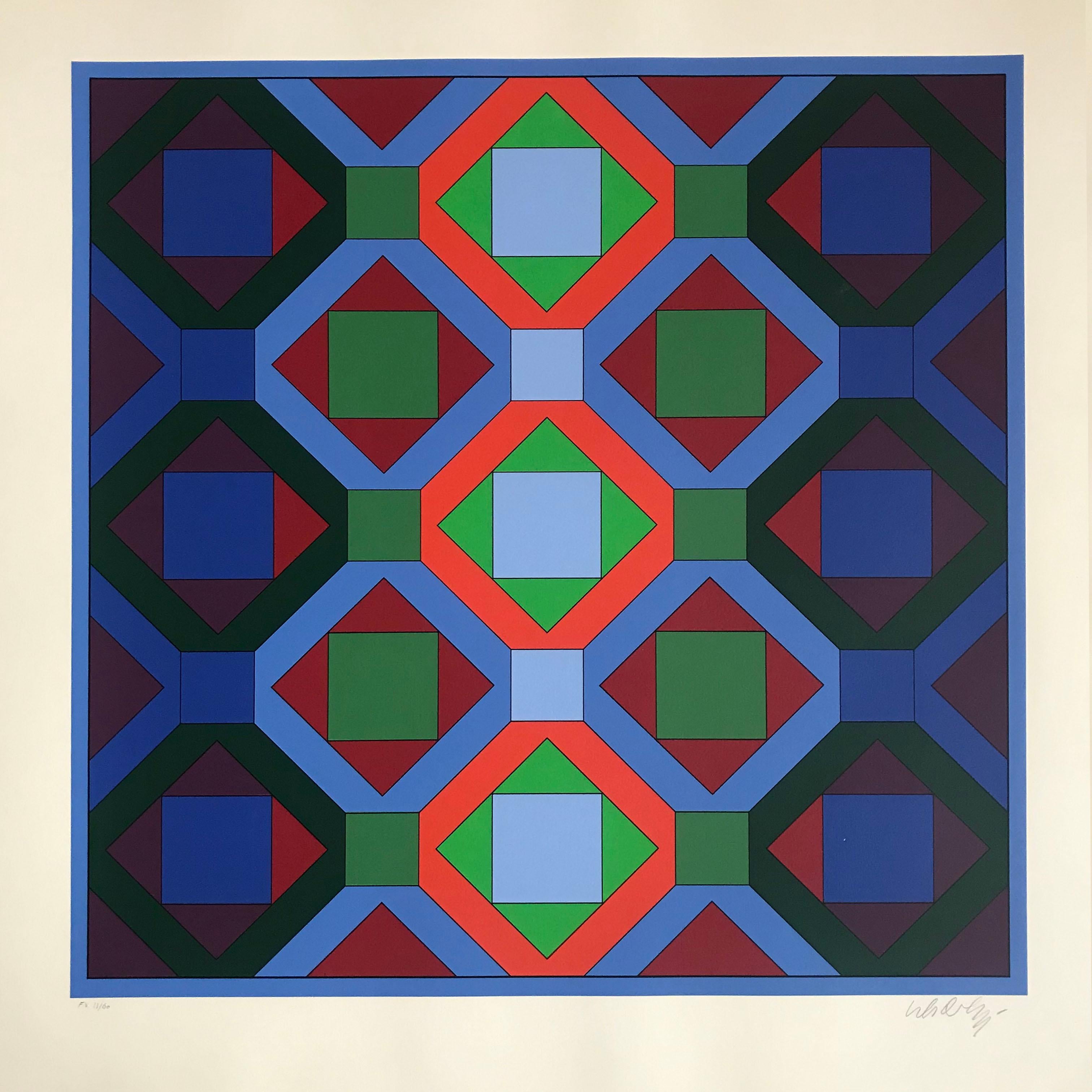 Victor Vasarely
Lithograph
Geometrical structure 4
Circa 1973
Signed by the artist in pencil
Numbered in pencil by the artist 11/60
Annotated FV in pencil