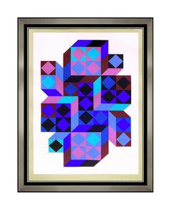 Victor Vasarely Original Color Silkscreen HAND SIGNED Modern Illusion Tridim Art