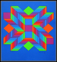 Victor Vasarely Original Color Silkscreen  Modern Illusion Hand Signed Art