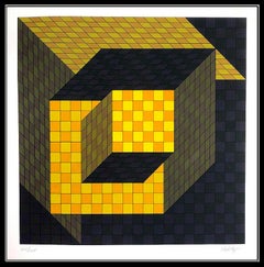 Victor Vasarely Original Color Silkscreen Signed Gestalt Modern Op Artw Framed