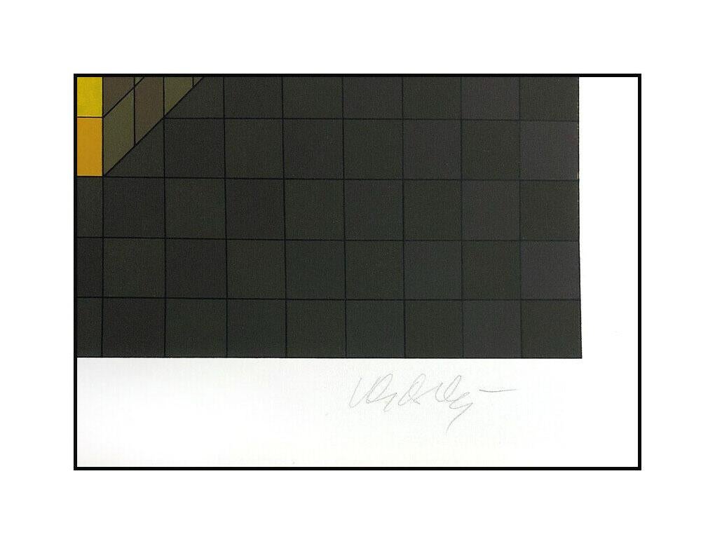 Victor Vasarely Original Color Silkscreen Signed Gestalt Modern Op Artw Framed For Sale 2