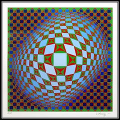 Victor Vasarely Original Color Silkscreen Vilag Signed Modern Op Art Illusion