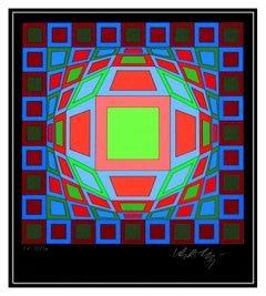 Victor Vasarely Original Op Art Illusion Color Silkscreen Signed Modern Artwork