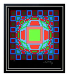 Victor Vasarely Original Op Art Illusion Color Silkscreen Signed Modern Artwork