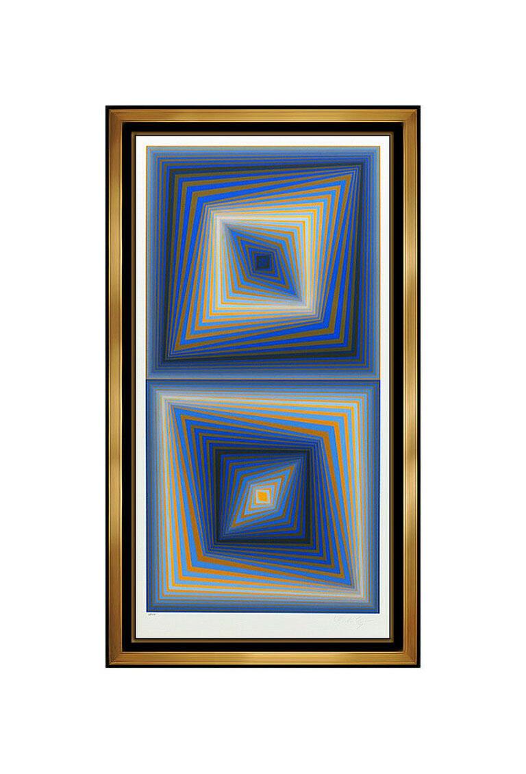 Victor Vasarely Original Screenprint Bi Rhombs Hand Signed Large Modern Illusion For Sale 1