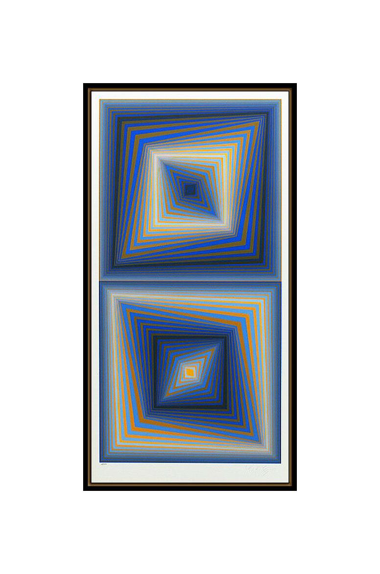 Victor Vasarely Original Screenprint Bi Rhombs Hand Signed Large Modern Illusion For Sale 2