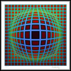 Victor Vasarely Original Screenprint Hand Signed Modern Illusion Titan B Framed