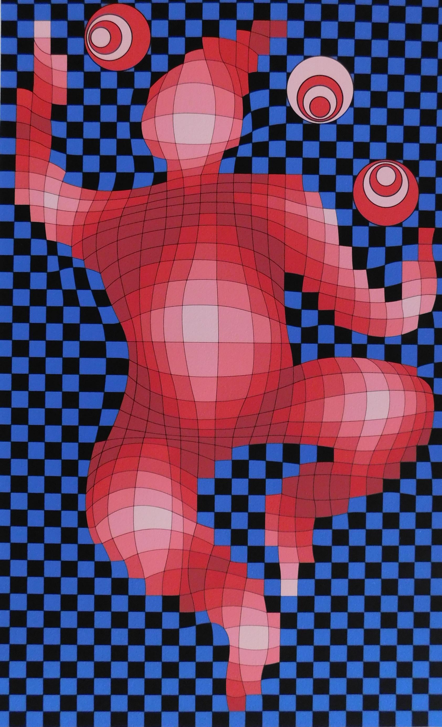 Original Serigraphie von Victor Vasarely, ca. 1970, „Juggler“ im Angebot 1