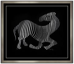 Victor Vasarely Original Zebra Cast Relief Sculpture Large Signed Animal Artwork