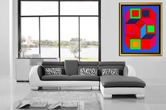 Victor Vasarely Rare Color Silkscreen Large XICO Signed Modern Illusion Artwork