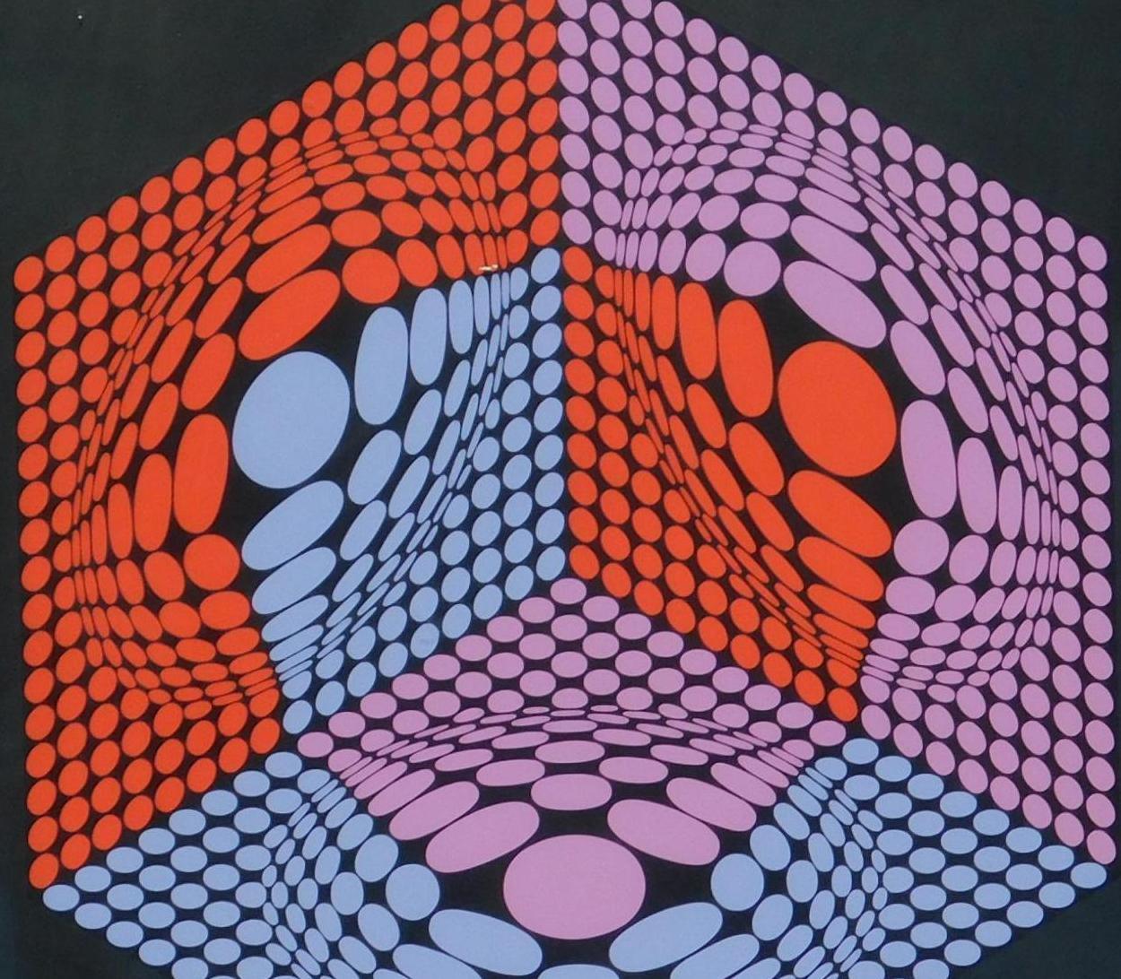 Victor Vasarely Signed Original Serigraph, Circa 1970's - Composition Cinetique For Sale 2