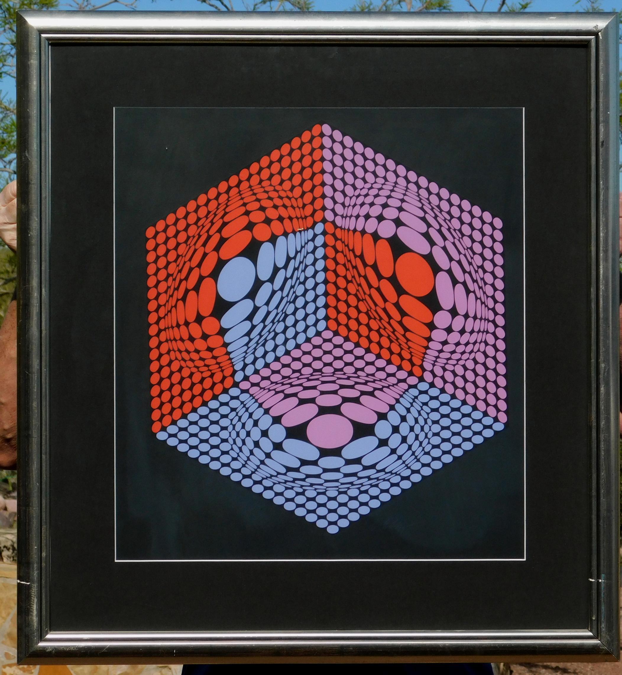 Victor Vasarely Signed Original Serigraph, Circa 1970's - Composition Cinetique For Sale 3