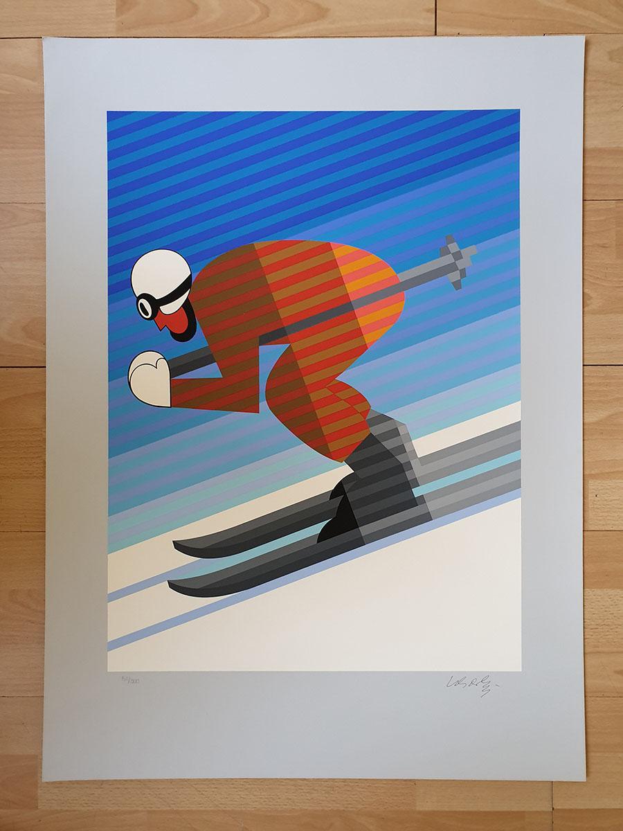 Victor Vasarely
Skier, 1983

Silkscreen print signed and numbered and signed in pencil by the artist
for the Winter Olympics in Sarajevo

Size of the work with the silver border: 85 x 61 cm
Image size: 48 x 64.5 cm

 Sale price : 1590