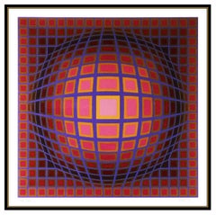 Victor Vasarely Titan C Original Color Screenprint Signed Modern Op Artwork Vega