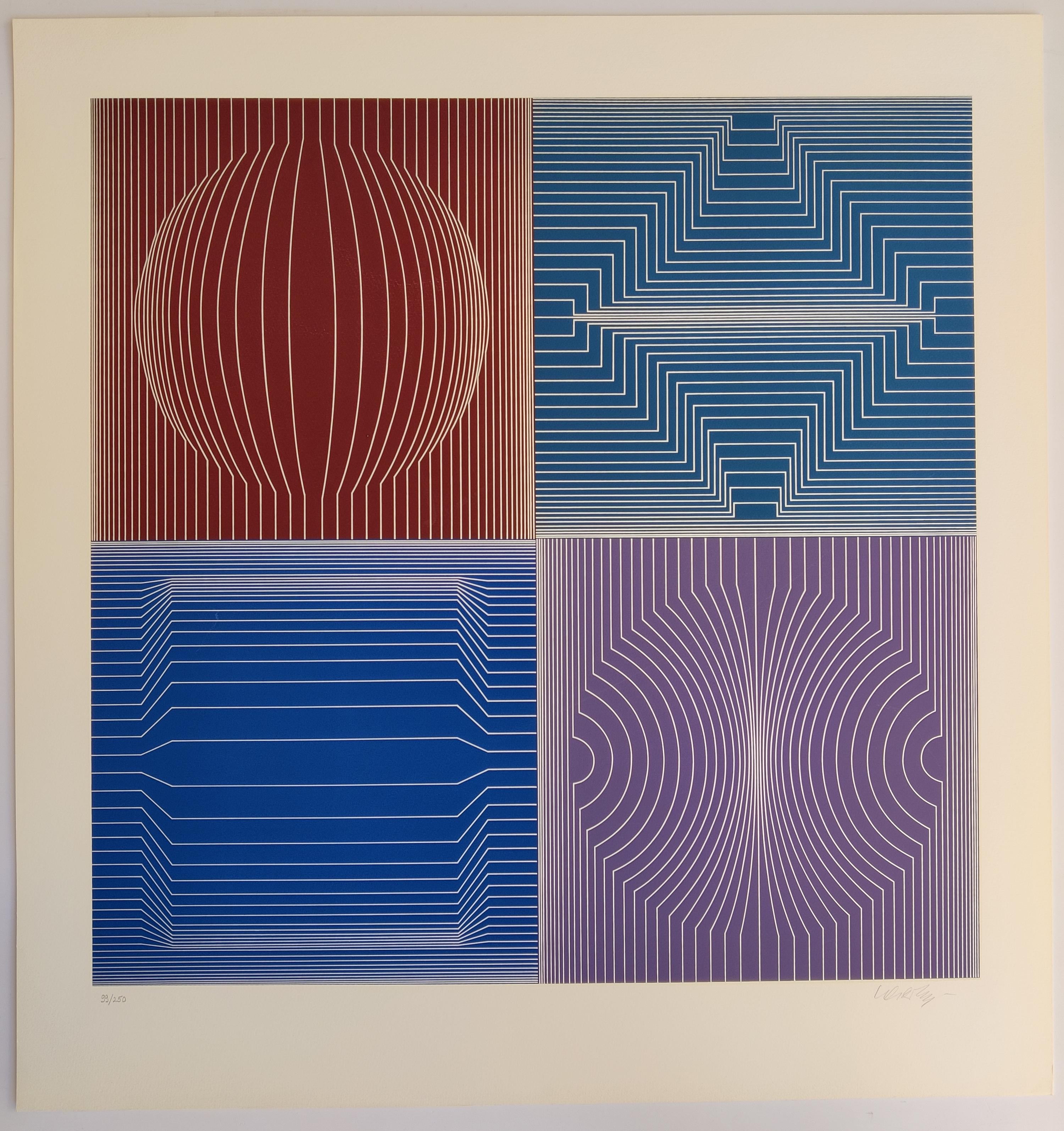 Victor Vasarely 
Tokio,  1982
Handsigniert unten rechts 
Auflage: 99/250 mit Bleistift
Bildgröße: 65 x 65 cm
Blattgröße: 79,5 x 75,8 cm

