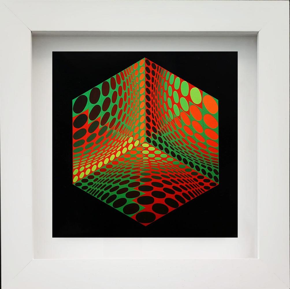 Victor Vasarely Interior Print - VICTOR VASARELY - "TUPA-2, 1972" MONOGRAPH ON PAPER, FRAMED