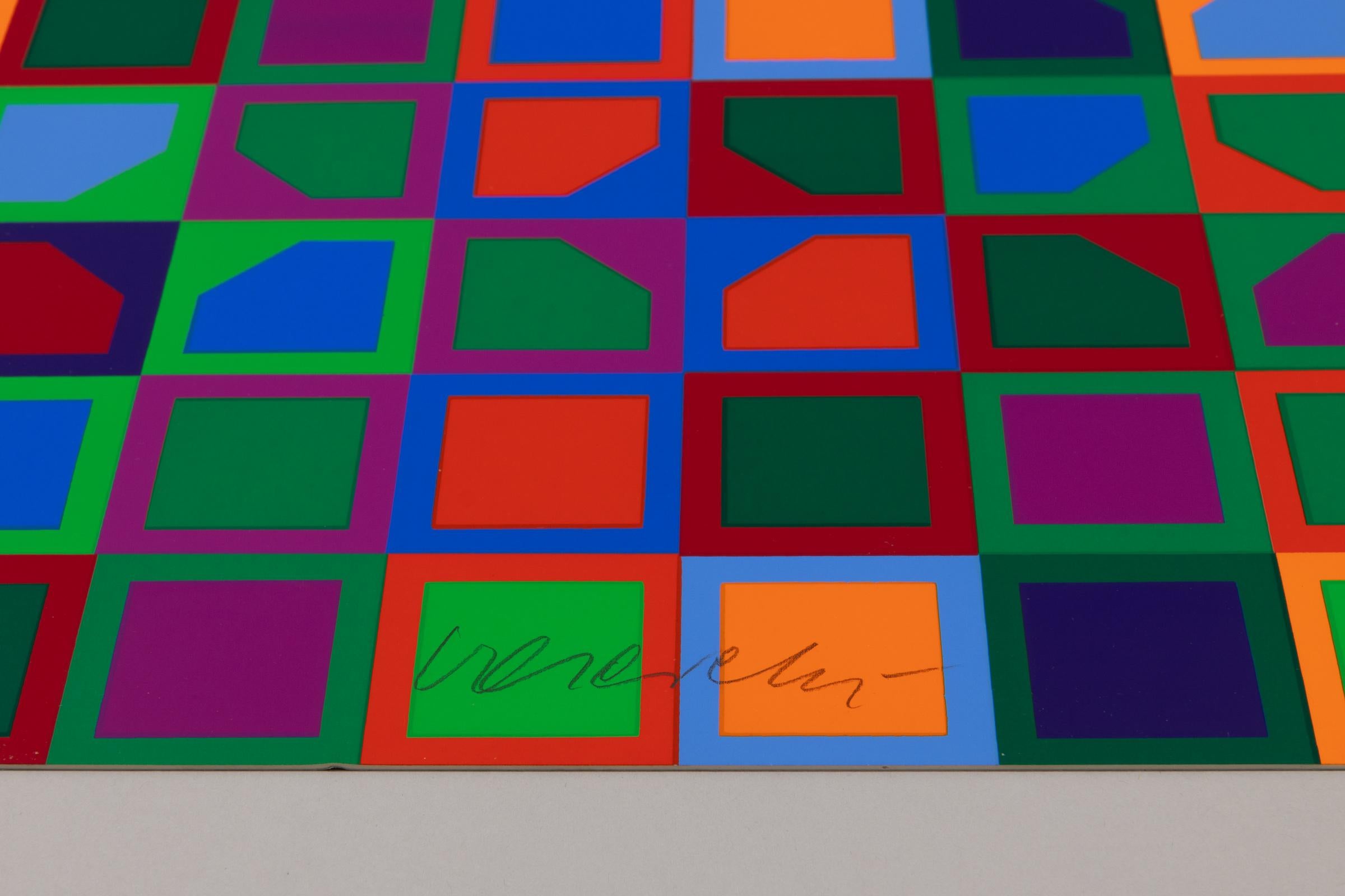 Victor Vasarely, Untitled - Signed Print from 1966, Op-Art, Abstract Geometric For Sale 2