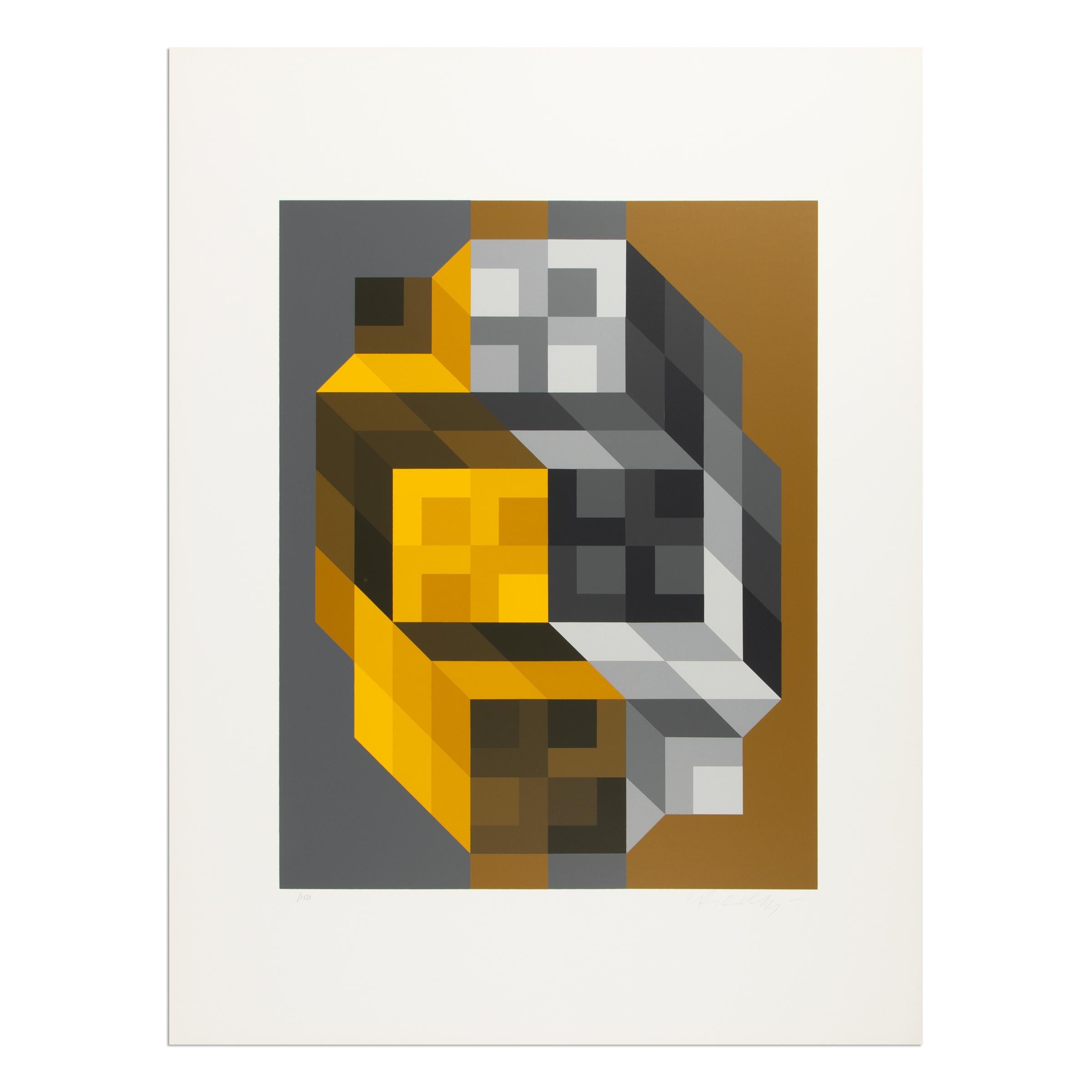 Victor Vasarely (ungherese-francese, 1906-1997)
Senza titolo (Spiegel 70), 1970
Mezzo: Serigrafia su carta
Dimensioni: 83 x 62 cm
Edizione di 150 esemplari: firmati e numerati a mano a matita
