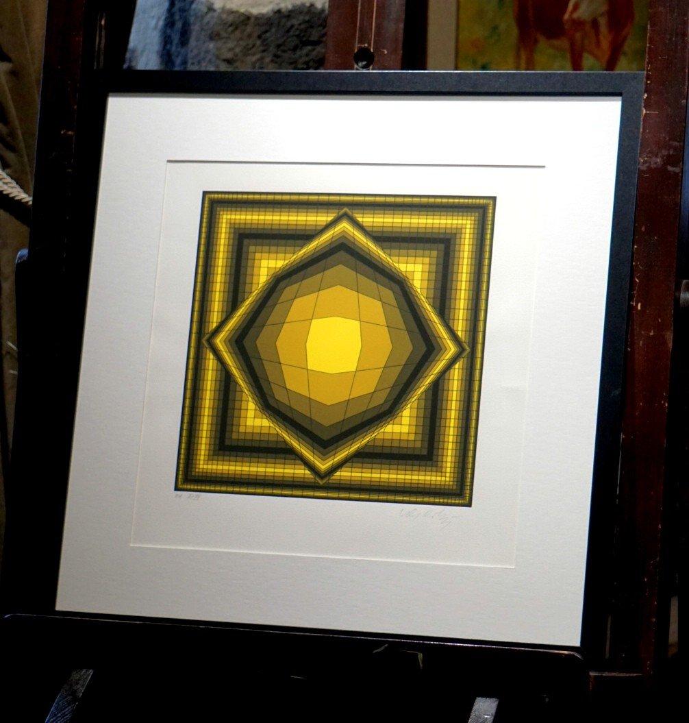 Yellow, Abstract composition, Hand-Signed & Numbered Lithograph, Victor Vasarely 3