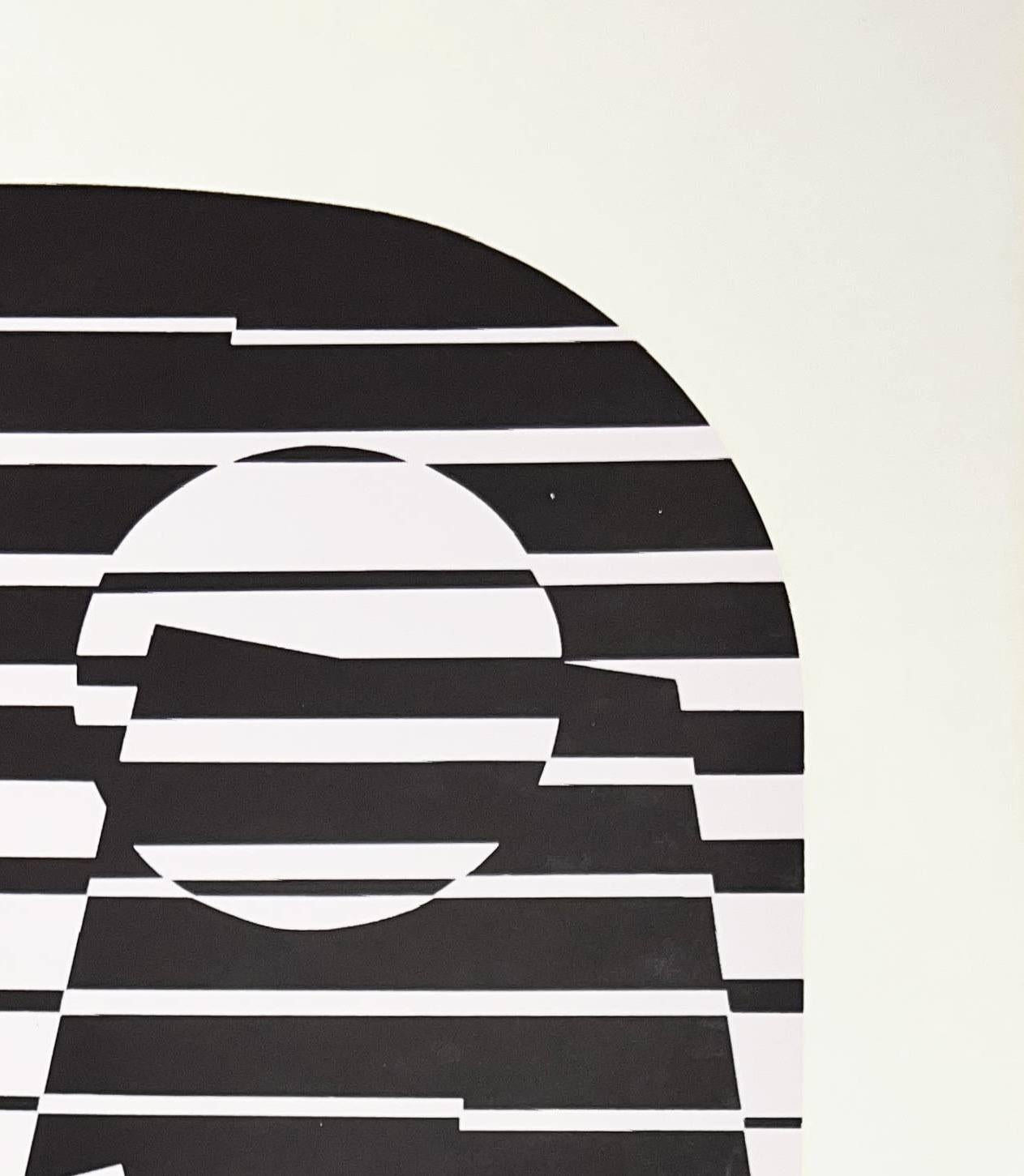 Zeta - Gray Interior Print by Victor Vasarely