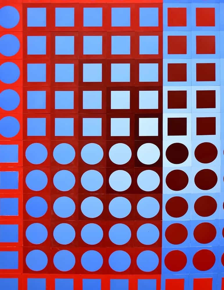 Zoeld Rot/Blau, aus der Kanta-Serie – Print von Victor Vasarely